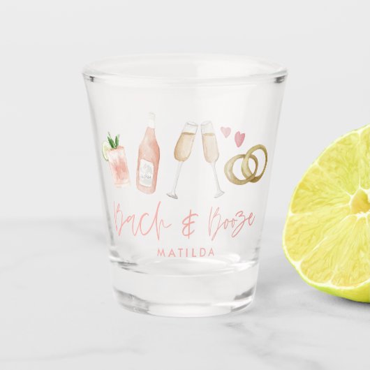 roze girly bach & booze bachelorette weekend chic  shot glas (Voorkant)