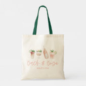 roze girly bach & booze bachelorette weekend chic tote bag (Achterkant)