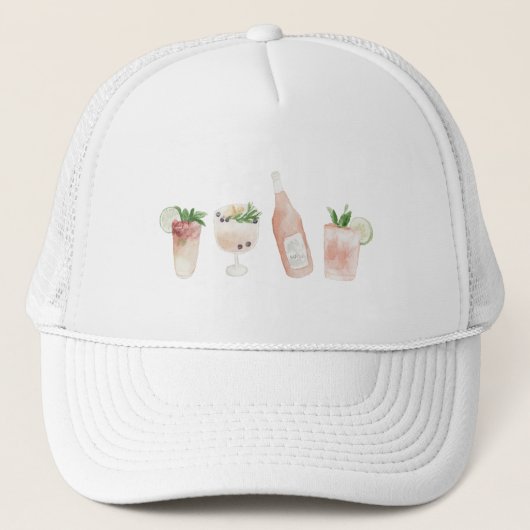 roze girly bach & booze bachelorette weekend chic trucker pet (Voorkant)