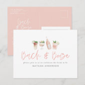 roze girly bach & booze bachelorette weekend chic uitnodiging briefkaart (Voorkant / Achterkant)