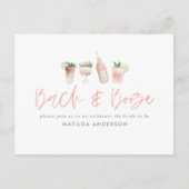 roze girly bach & booze bachelorette weekend chic uitnodiging briefkaart (Voorkant)