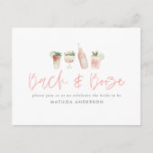 Roze girly bach & booze bachelorette weekend chic uitnodiging briefkaart (Voorkant)