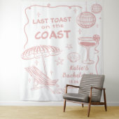 Roze Girly Beach Kust Bachelorette Tapestry Wandkleed (In situ)