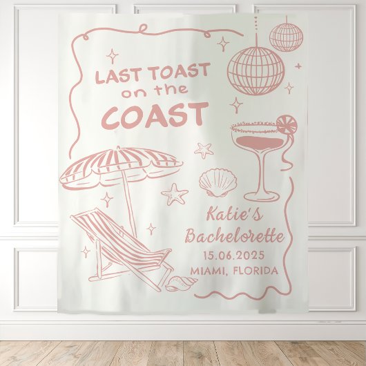 Roze Girly Beach Kust Bachelorette Tapestry Wandkleed