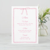 Roze Girly Bow Scallop Wedding Vrijgezellenfeest M Menu (Staand voorkant)