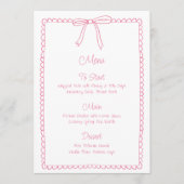 Roze Girly Bow Scallop Wedding Vrijgezellenfeest M Menu (Voorkant)