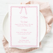 Roze Girly Bow Scallop Wedding Vrijgezellenfeest M Menu