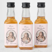 Roze Girly Bows & Babes Bachelorette Custom Mini Likeurfles Etiket (Flessen)