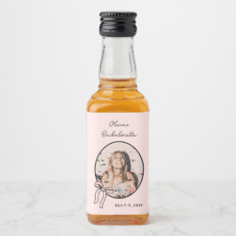 Roze Girly Bows & Babes Bachelorette Custom Mini Likeurfles Etiket