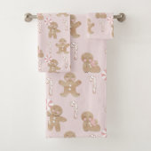 ROZE! Girly Christmas GIngerbread patroon Towell Bad Handdoek (Insitu)