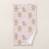 ROZE! Girly Christmas GIngerbread patroon Towell Bad Handdoek (Handdoek)