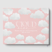 Roze Girly Cloud Negen Baby shower Modern Minimal Gastenboek (Achterkant)