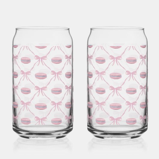 Roze Girly Coquette Bow & Macarons Blikvorm Glas (Voorkant)
