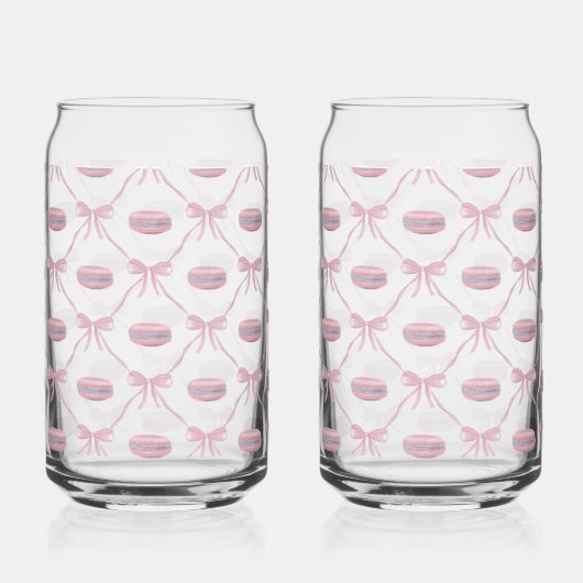 Roze Girly Coquette Bow & Macarons Blikvorm Glas (Rechts)