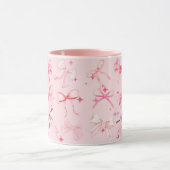 Roze Girly Coquette Bow Print Mok Kawaii (Midden)