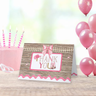 Roze Girly Coquette Cowgirl Laarzen Bow Bedankkaart