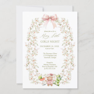 Roze Girly Coquette Meisjes Night Holiday Party Kaart