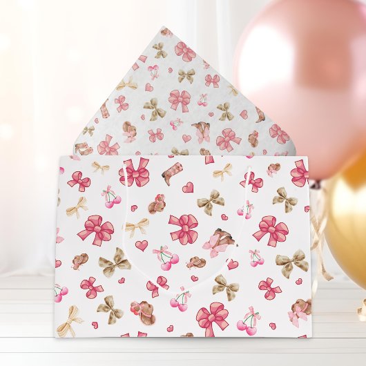 Roze Girly Cowgirl Laarzen Bogen Coquette Patroon Groot Cadeauzakje