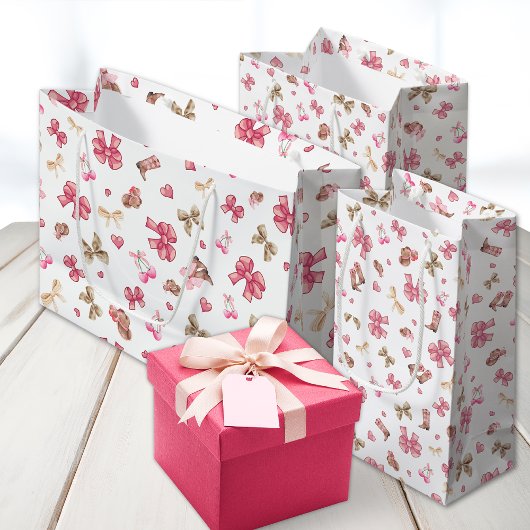 Roze Girly Cowgirl Laarzen Bogen Coquette Patroon Klein Cadeauzakje