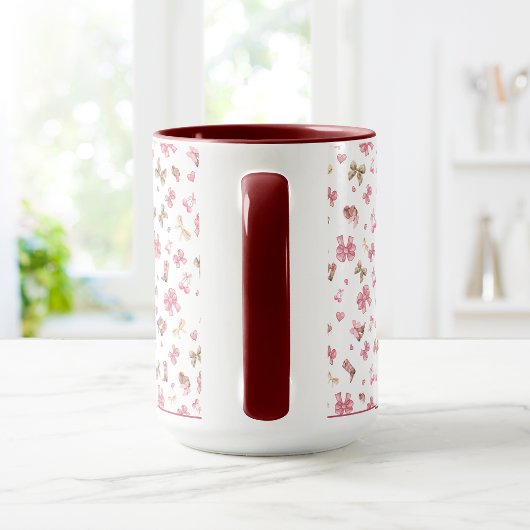 Roze Girly Cowgirl Western Pattern Monogrammed Mok