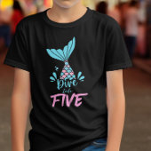 Roze Girly Duik in Vijf 5e Zeemeermin Verjaardag T-shirt