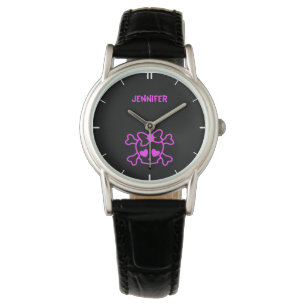 Roze girly emoschedel met de tienermeisjes van de horloge