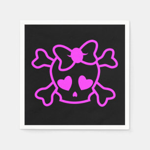 Roze girly emoschedel met de zwarte van de servet