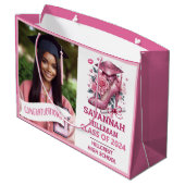 Roze Girly Foto Aangepaste Luxe Afstuderen Groot Cadeauzakje (Achterkant Gekanteld)