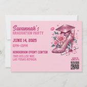 Roze Girly Foto Aangepaste Luxe Afstuderen Kaart (Achterkant)