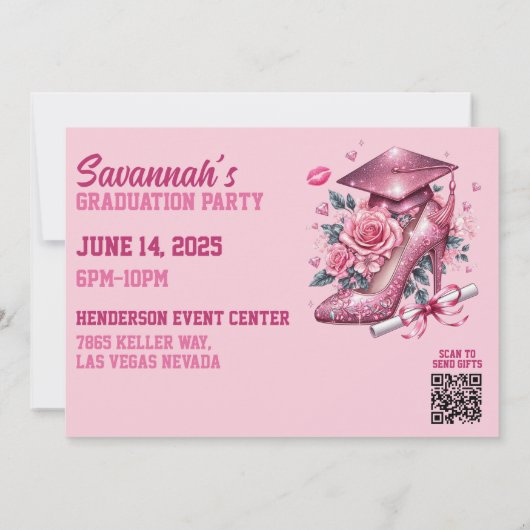 Roze Girly Foto Aangepaste Luxe Afstuderen Kaart (Achterkant)