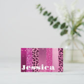 Roze Girly gepersonaliseerde glitter Visitekaartje (Staand voorkant)