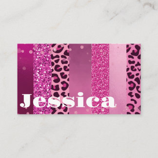 Roze Girly gepersonaliseerde glitter Visitekaartje