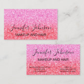 roze girly glitter Make-up elegante typografie Visitekaartje (Voorkant / Achterkant)