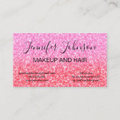 roze girly glitter Make-up elegante typografie Visitekaartje (Achterkant)