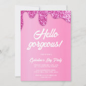 Roze Girly Glitter Prachtige Galentine's Day Party Kaart (Voorkant)