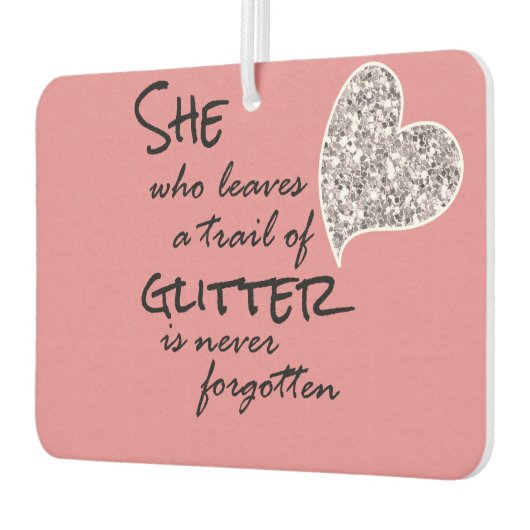 Roze Girly Glitter Quote Luchtverfrisser (Links)