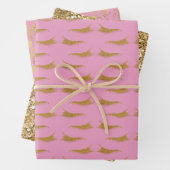 Roze Girly Gold Glam Glitter Wimpers Inpakpapier Vel (In situ)