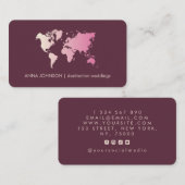 Roze, Girly Gradient Wereldkaart Global Travel Age Visitekaartje (Voorkant / Achterkant)