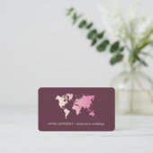 Roze, Girly Gradient Wereldkaart Global Travel Age Visitekaartje (Staand voorkant)