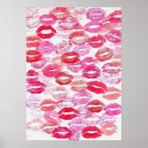 Roze Girly Kisses Poster