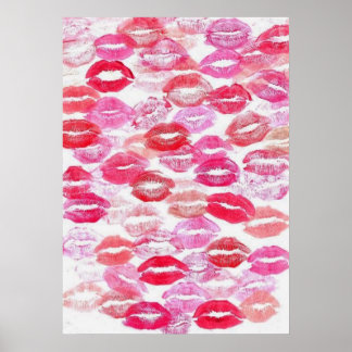 Roze Girly Kisses Poster