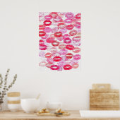 Roze Girly Kisses Poster (Keuken)