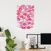 Roze Girly Kisses Poster (Thuiskantoor)