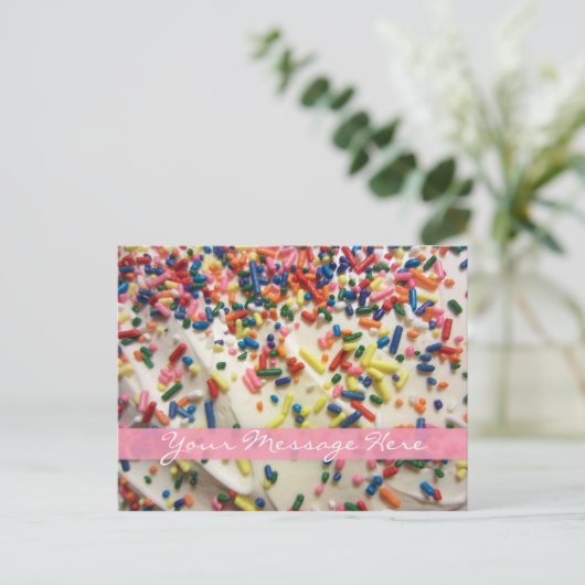 Roze Girly Kleurrijke Gebakken Taart & Sprinkle Ve Briefkaart (Staand voorkant)