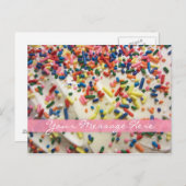 Roze Girly Kleurrijke Gebakken Taart & Sprinkle Ve Briefkaart (Voorkant / Achterkant)