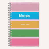 Roze Girly Kleurrijke Monogrammed Volledige Naam N Notitieboek (Voorkant)