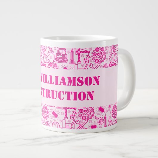 roze girly moderne Architectural Blueprint Enginee Grote Koffiekop (Voorkant rechts)