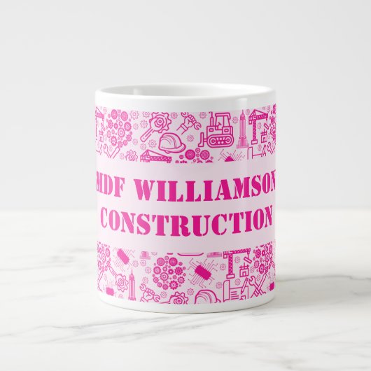 roze girly moderne Architectural Blueprint Enginee Grote Koffiekop (Voorkant)