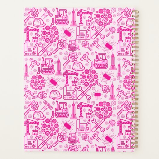 roze girly moderne Architectural Blueprint Enginee Planner (Achterkant)