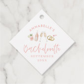 Roze girly moderne champagne script bachelorette f bedankjes labels (Voorkant)
